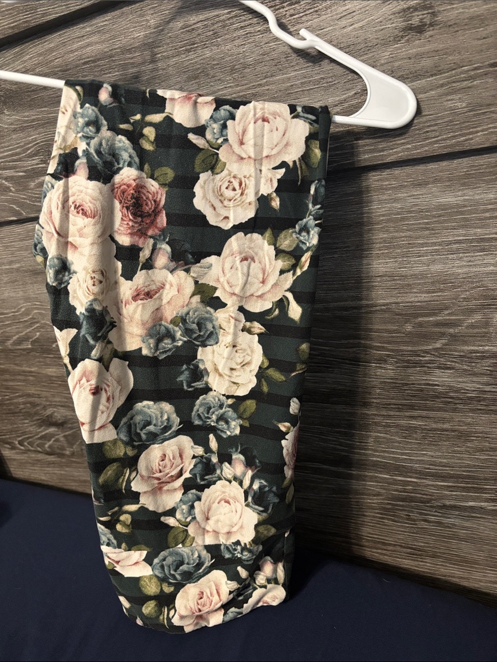 LuLaRoe TC Leggings - Black with Pink & Blue Floral Print